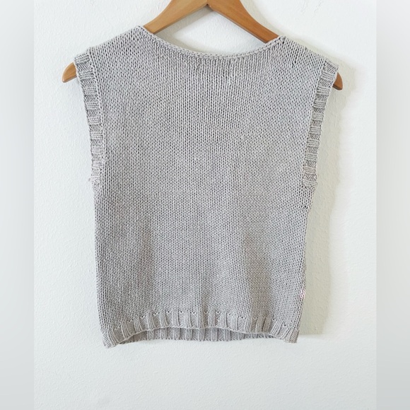 Vintage Robert Scott ltd Shetland cotton linen sweater vest Grey &‎ Lilac - Picture 2 of 3